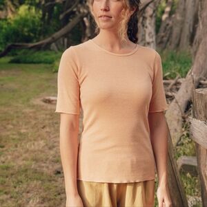 Mollusk Hemp Basic Cotton Hemp Blend Tee Peach Size XL